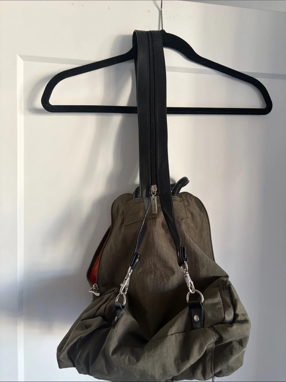 Baggallini Olive and Black Nylon and leather Backpack